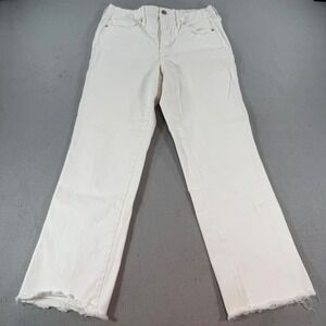 Good American Good Curve Straight Jeans Womens 12 White Raw‎ Hem Stretch